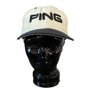 Vintage PING by Karsten 100% Wool Fitted Cap Hat Size 7 Made in USA Black White